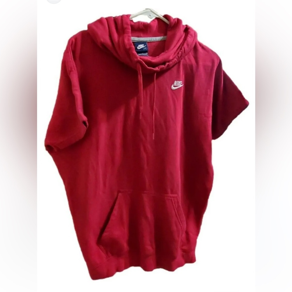 Nike L 5/$15 XL 1X 2x too Hoodie cowl Red Kangaroo Pocket Sweatshirt DISTRESSED - Picture 1 of 10